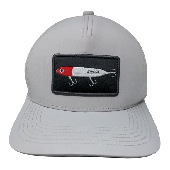 SWCO Men's Snapback Hat Gray Adjustable Embroidered Fishing Lure Logo Nylon - Picture 1 of 9